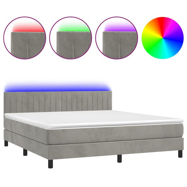 vidaXL &Kappa;&rho;&epsilon;&beta;ά&tau;&iota; Boxspring &mu;&epsilon; &Sigma;&tau;&rho;ώ&mu;&alpha; & LED &Alpha;&nu;.&Gamma;&kappa;&rho;&iota; 180x200 &epsilon;&kappa;. &Beta;&epsilon;&lambda;&omicron;ύ&delta;&iota;&nu;&omicron;