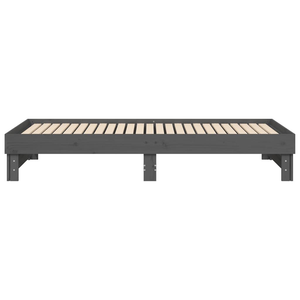 vidaXL Καναπές Κρεβάτι Συρόμενος Γκρι 2x(80x200) εκ. Μασίφ Ξύλο Πεύκου