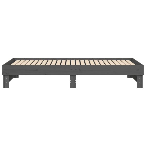 vidaXL Καναπές Κρεβάτι Συρόμενος Γκρι 2x(80x200) εκ. Μασίφ Ξύλο Πεύκου