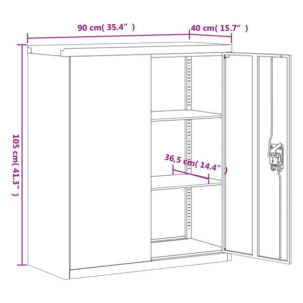 vidaXL Αρχειοθήκη Λευκή 90 x 40 x 105 εκ. από Ατσάλι