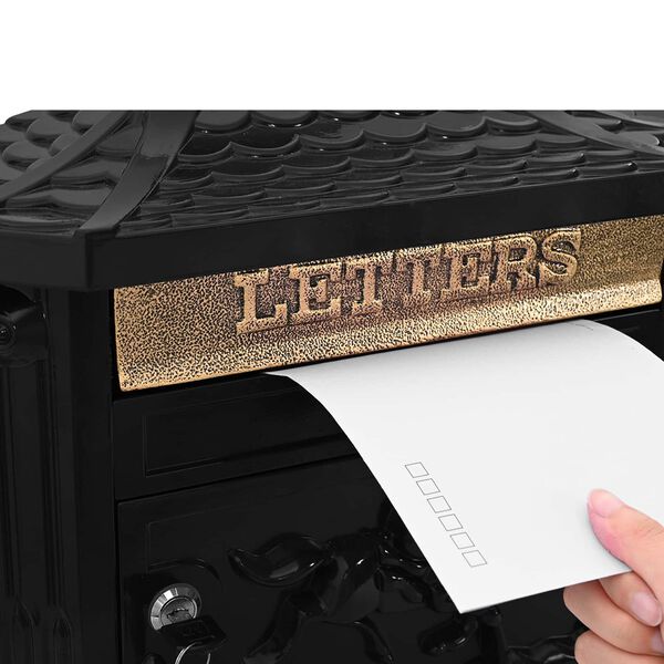 vidaXL Επιτοίχιος Ταχυδρομικός Κάδος Μαύρο 40.5 x 15.5 x 44 εκ.