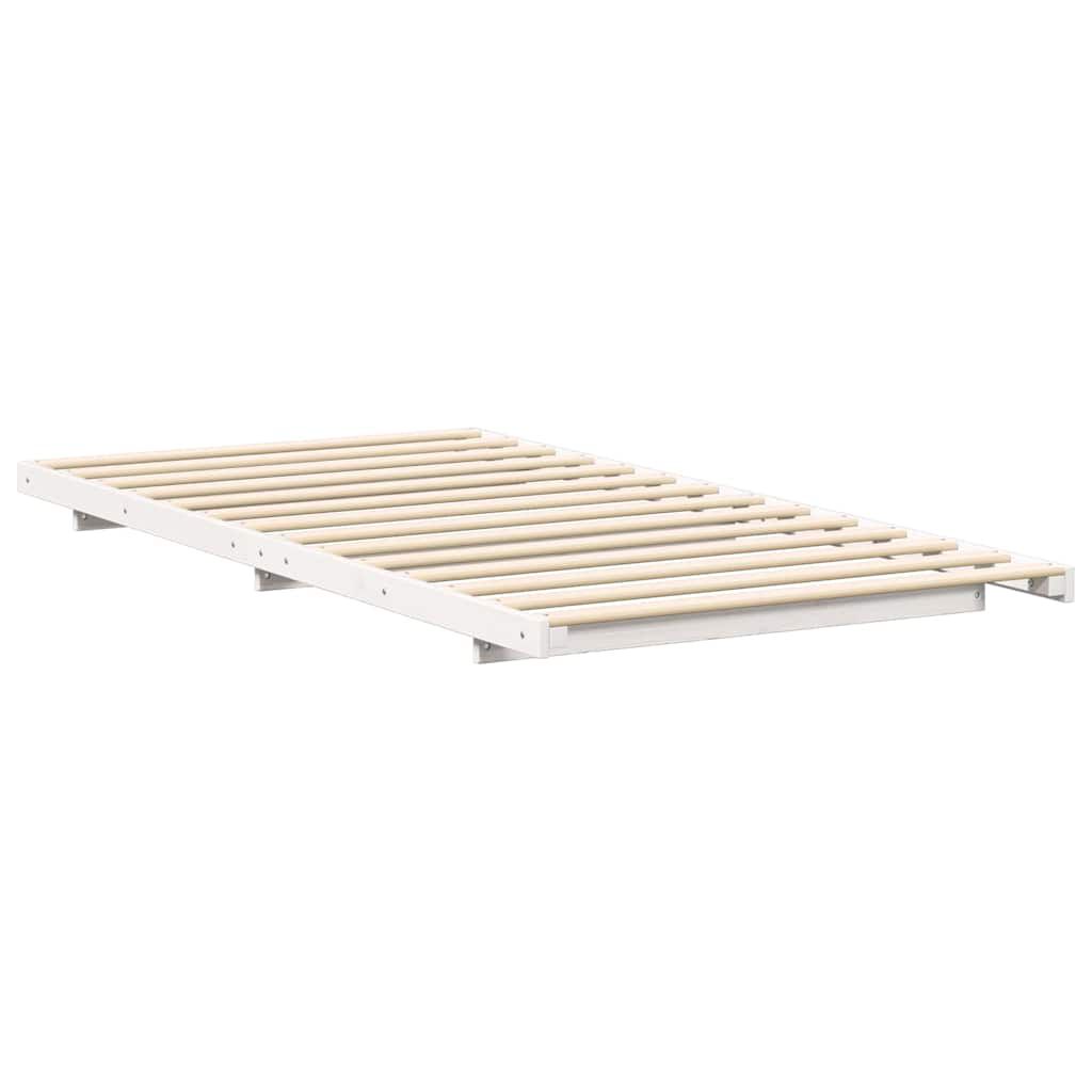 vidaXL Κρεβάτι δαπέδου Λευκό 100 x 220 cm Μασίφ ξύλο πεύκου