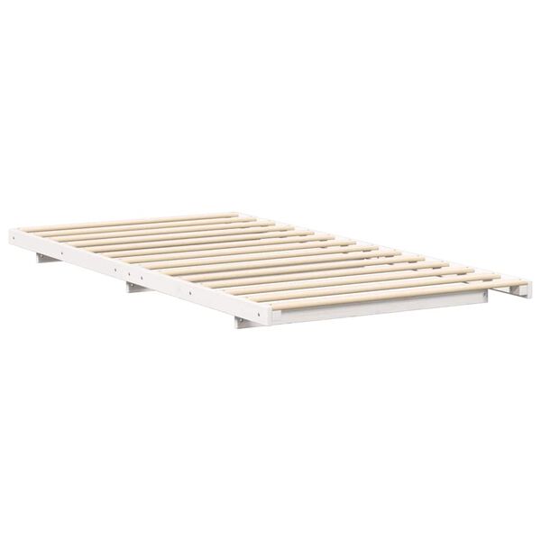 vidaXL Κρεβάτι δαπέδου Λευκό 100 x 220 cm Μασίφ ξύλο πεύκου