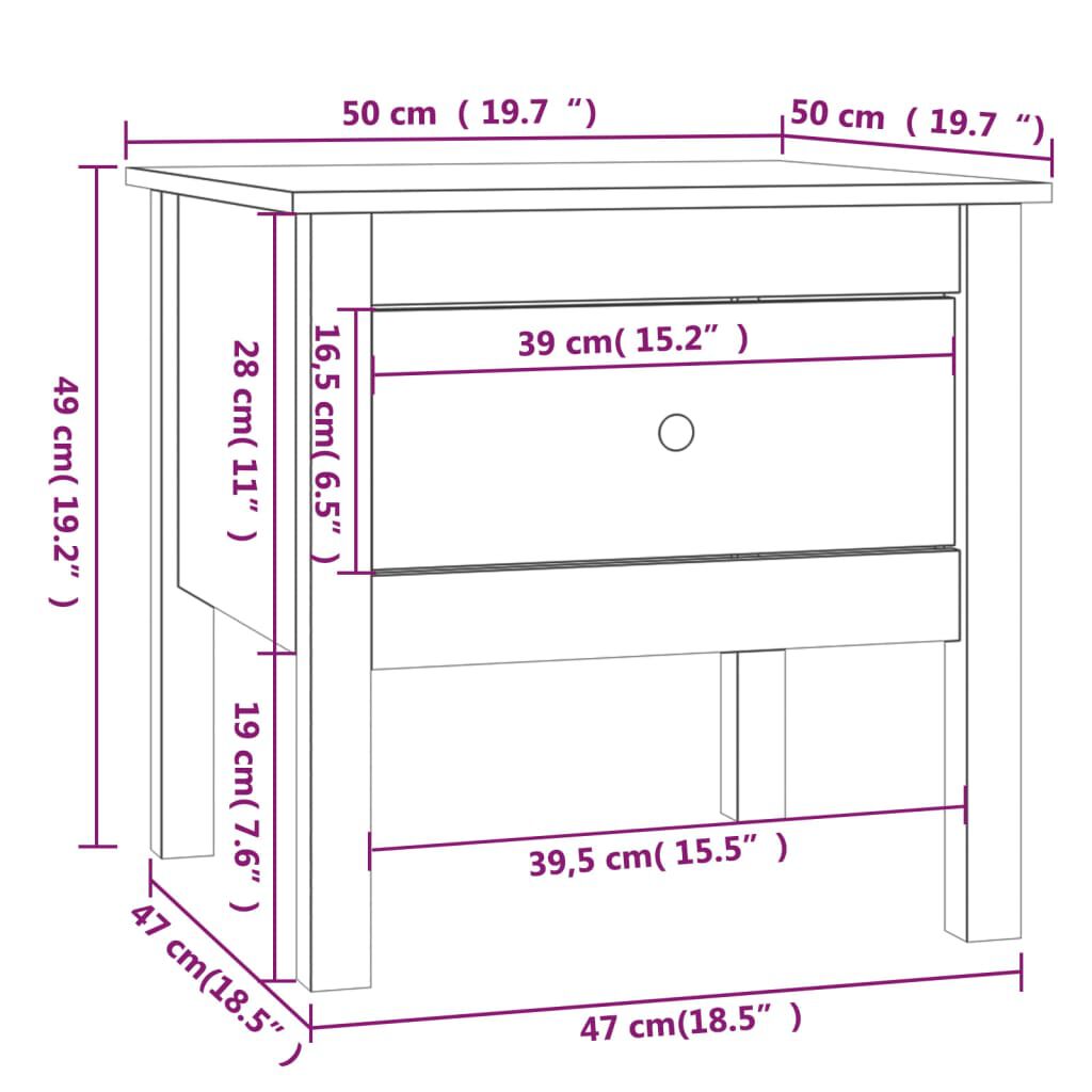 vidaXL Βοηθητικό Τραπέζι 50x50x49 εκ. από Μασίφ Ξύλο Πεύκου