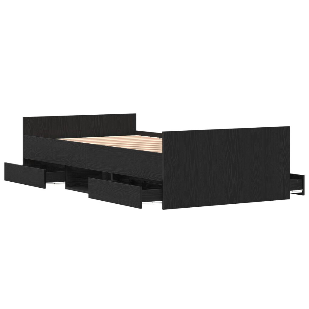 vidaXL Κρεβάτι χωρίς Στρώμα Μαύρο Δρυς 90x200 εκ Επεξεργασμένο Ξύλο