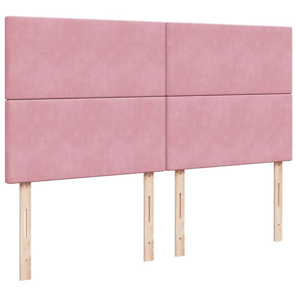 vidaXL Κρεβάτι Boxspring με Στρώμα Ροζ 200x200 εκ. Βελούδινο