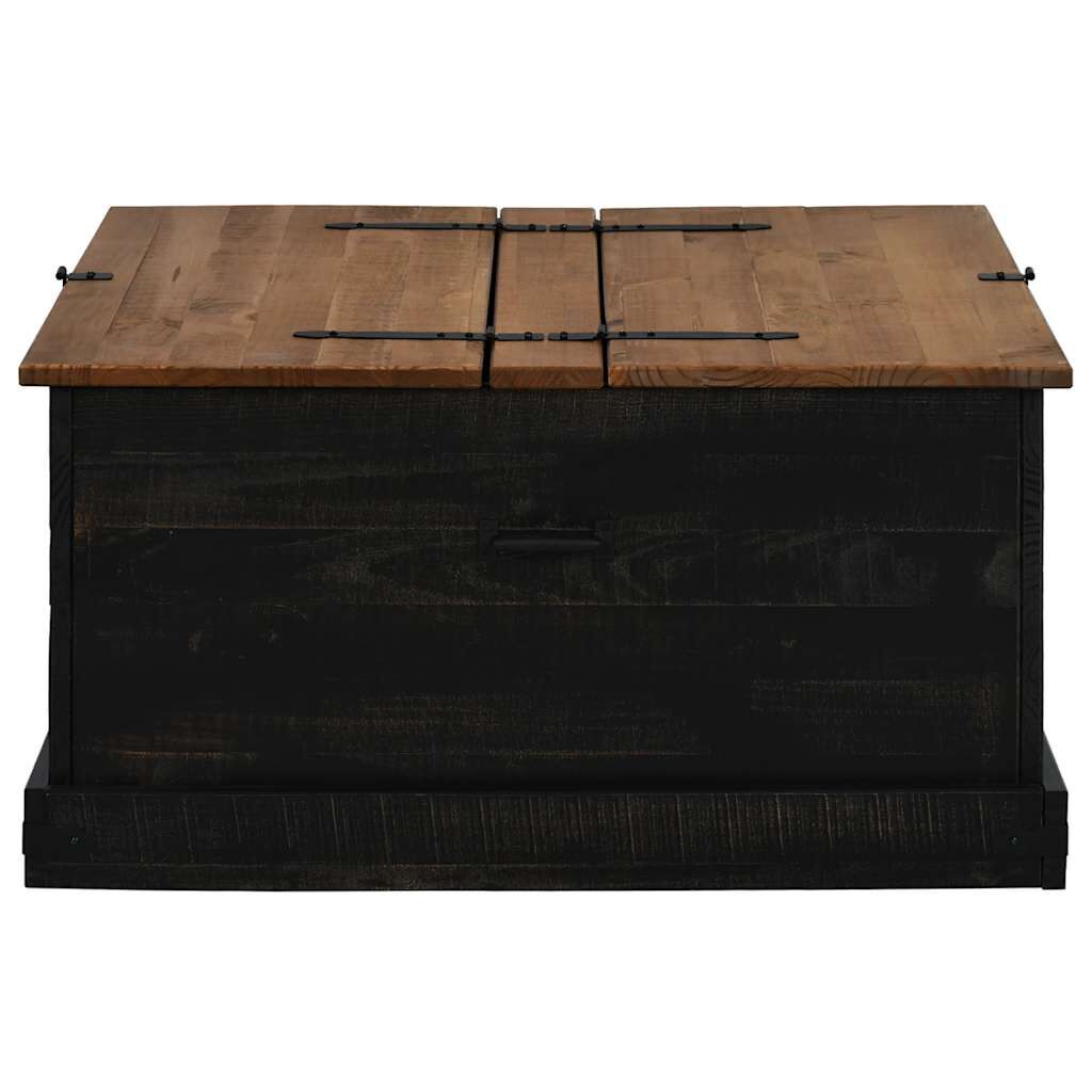 vidaXL Σεντούκι αποθήκευσης HALDEN Μαύρο 91x91x47cm Στερεό ξύλο πεύκου