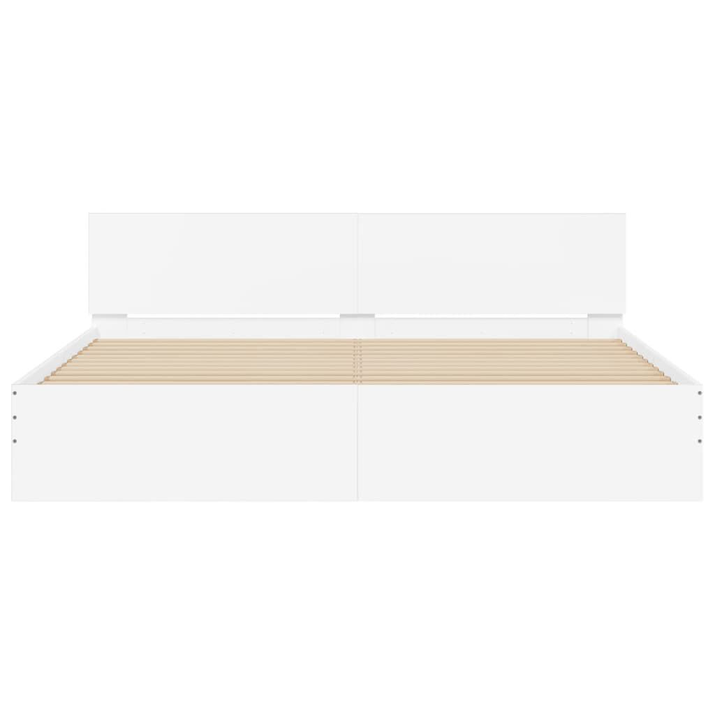 vidaXL Πλαίσιο Κρεβατιού με Κεφαλάρι/LED Λευκό 180x200 εκ