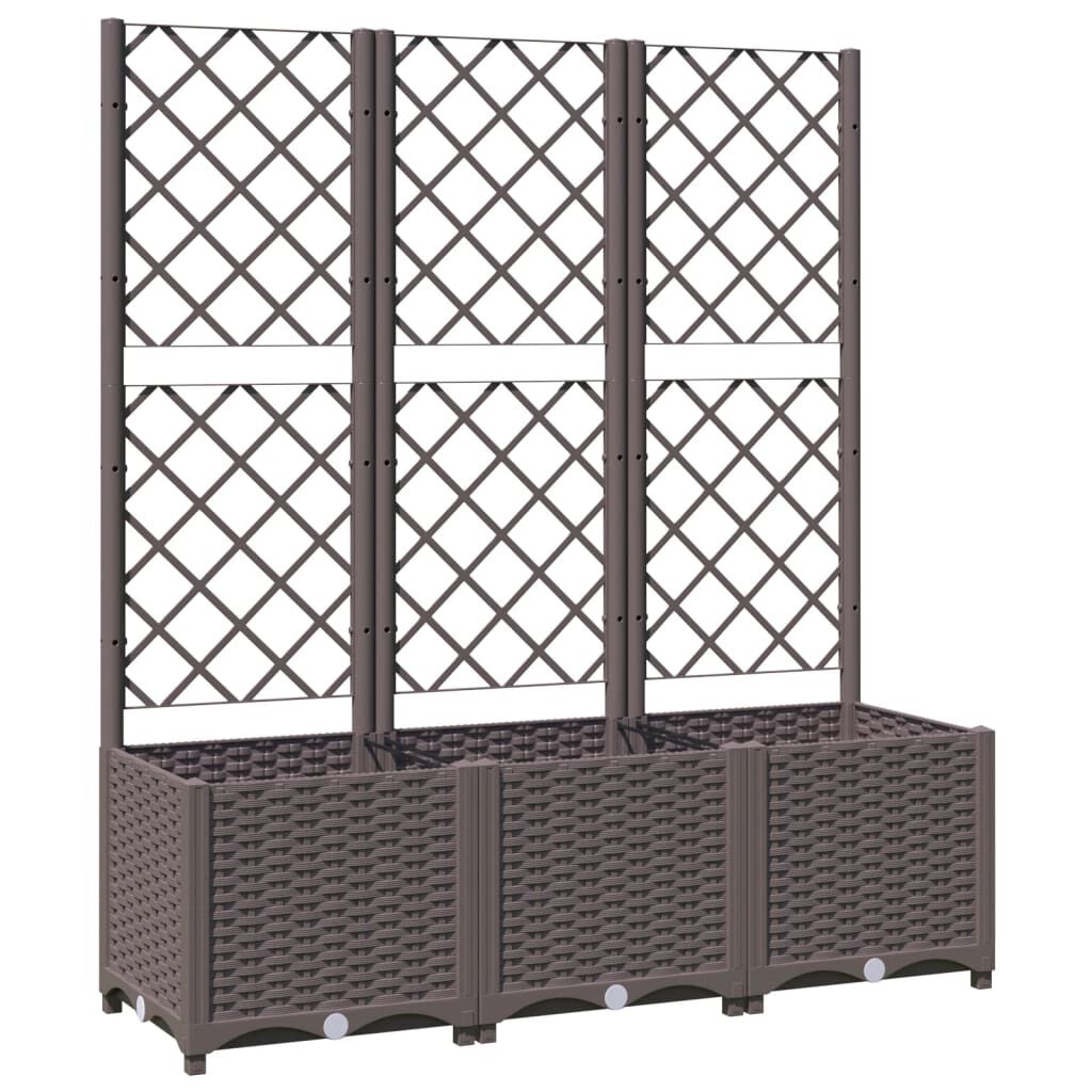 vidaXL Ζαρντινιέρα Κήπου με Καφασωτό Καφέ 120 x 40 x 136 εκ. από PP