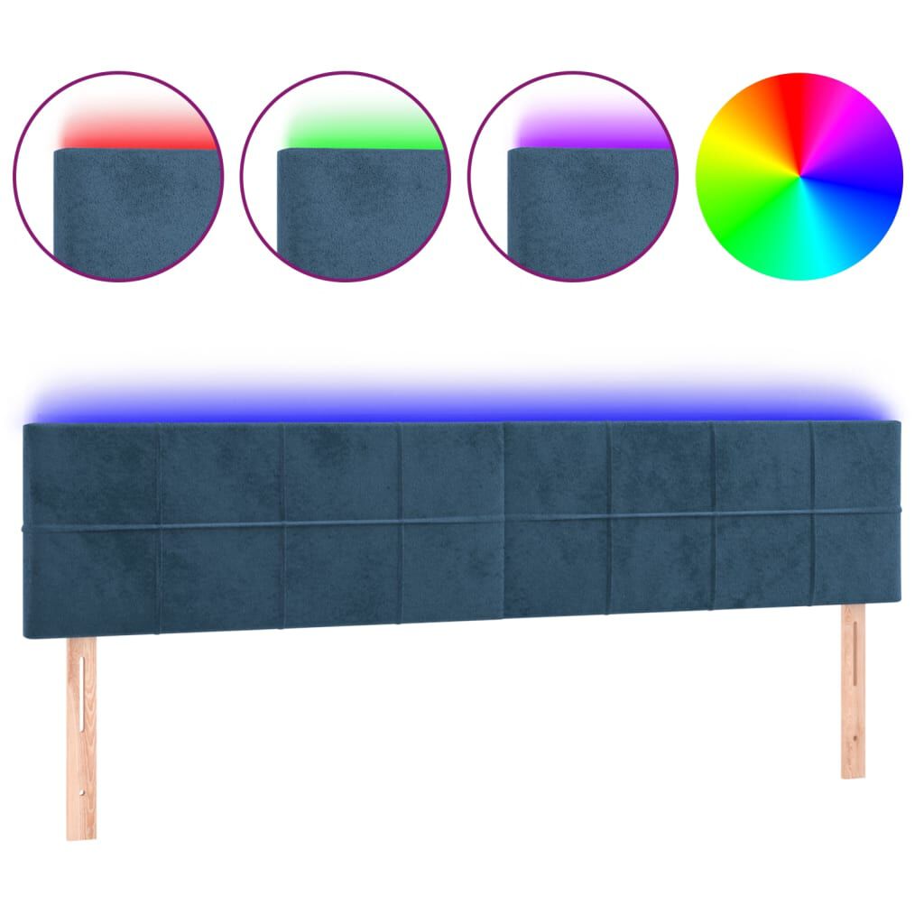 vidaXL Κεφαλάρι Κρεβατιού LED Σκούρο Μπλε 160x5x78/88 εκ. Βελούδινο