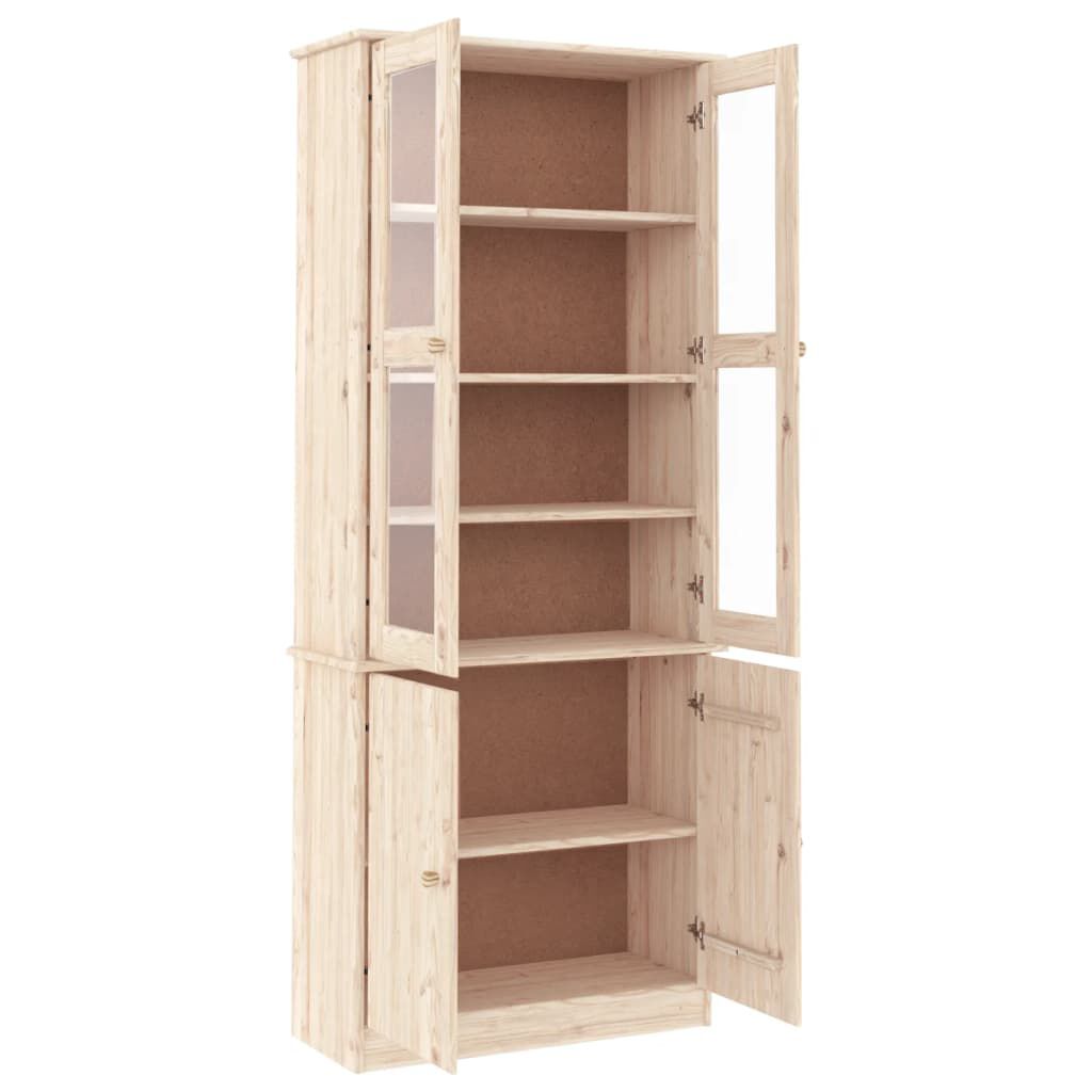 vidaXL Βιτρίνα Γυάλινη ALTA 77 x 35 x 186,5 εκ. από Μασίφ Ξύλο Πεύκου