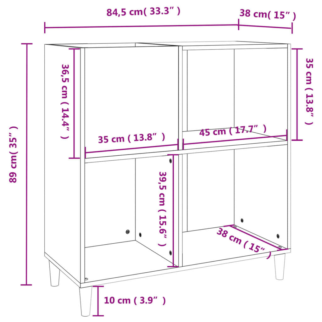 vidaXL Δισκοθήκη Καφέ Δρυς 84,5 x 38 x 89 εκ. από Επεξεργασμένο Ξύλο