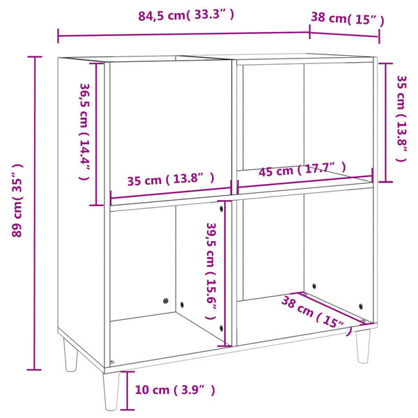 vidaXL Δισκοθήκη Καφέ Δρυς 84,5 x 38 x 89 εκ. από Επεξεργασμένο Ξύλο