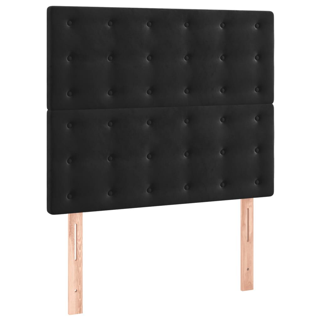 vidaXL Κρεβάτι Boxspring με Στρώμα & LED Μαύρο 90x190 εκ. Βελούδινο