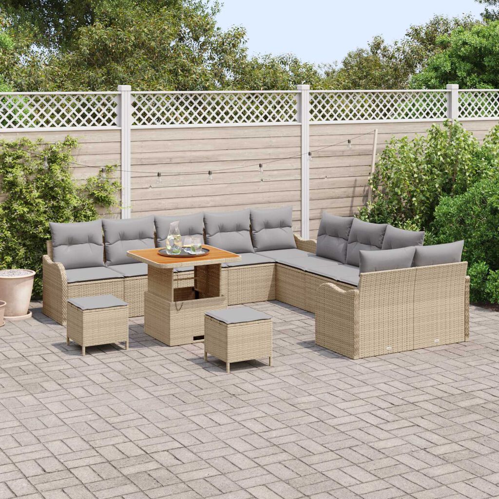 vidaXL Σετ Καναπέ Κήπου 13 pcs Μπέζ και Ανοιχτό Γκρι 80 x 80 x 71 cm