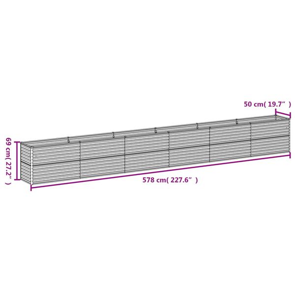 vidaXL Ζαρντινιέρα 578 x 50 x 69 εκ. από Ατσάλι Σκληρυθέν στον Αέρα