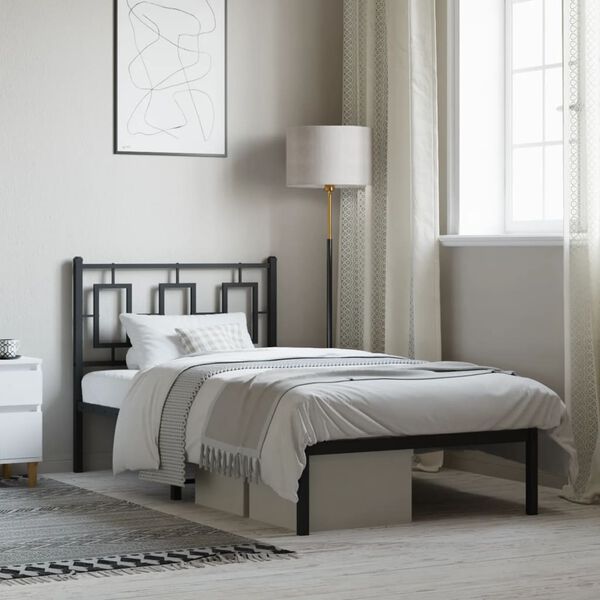 vidaXL &Pi;&lambda;&alpha;ί&sigma;&iota;&omicron; &Kappa;&rho;&epsilon;&beta;&alpha;&tau;&iota;&omicron;ύ &mu;&epsilon; &Kappa;&epsilon;&phi;&alpha;&lambda;ά&rho;&iota; &Mu;&alpha;ύ&rho;&omicron; 90 x 200 &epsilon;&kappa;. &Mu;&epsilon;&tau;&alpha;&lambda;&lambda;&iota;&kappa;ό