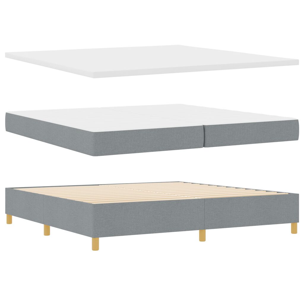 vidaXL Κρεβάτι Box Spring με Στρώμα Ανοιχτό Γκρι 200x200 εκ. Ύφασμα