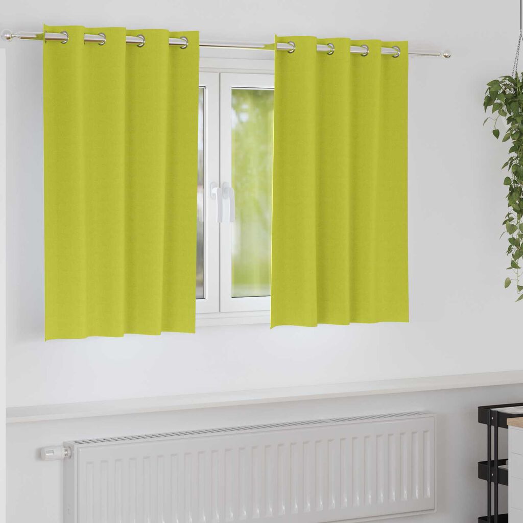 vidaXL Κουρτίνες με κουρτίνες 2 pcs Λαχανί 140 x 140 cm Πολυεστέρας