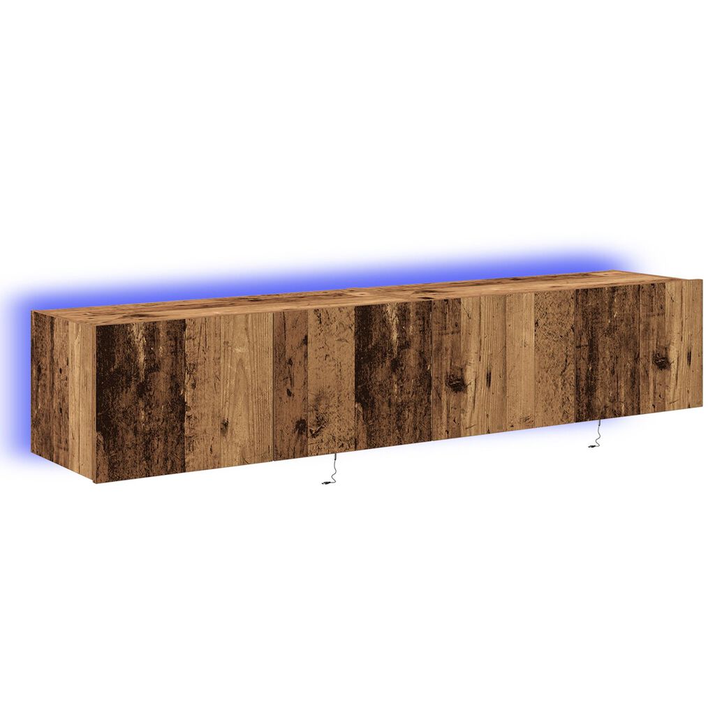 vidaXL Ντουλάπες τηλεόρασης με φώτα LED 2 τεμάχια Παλιό ξύλο 80x35x31 εκ.