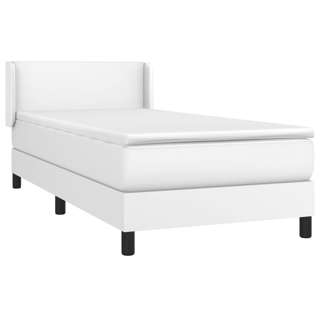 vidaXL Κρεβάτι Boxspring με Στρώμα Λευκό 90x200εκ. από Συνθετικό Δέρμα