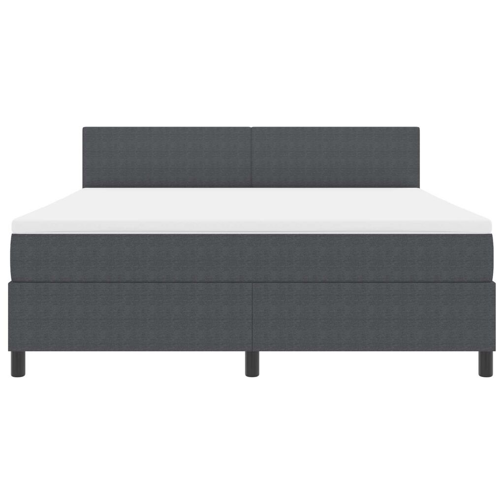 vidaXL Κρεβάτι Box Spring με Στρώμα & LED Σκοτεινό Γκρι Ύφασμα Κοτλέ