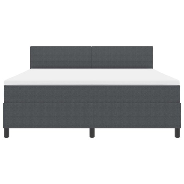 vidaXL Κρεβάτι Box Spring με Στρώμα & LED Σκοτεινό Γκρι Ύφασμα Κοτλέ