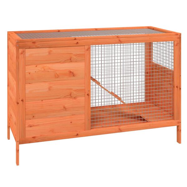 vidaXL Κλουβί Κουνελιών Καφέ 103 x 44 x 69,5 εκ. Μασίφ Ξύλο Πεύκου