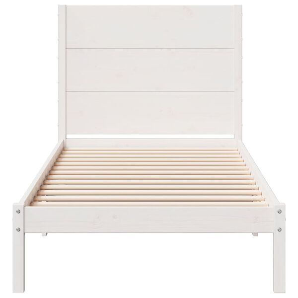 vidaXL Πλαίσιο Κρεβατιού Μακρύ Χωρίς Στρώμα Λευκό 100x220εκ Μασίφ Ξύλο