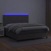 vidaXL Κρεβάτι Boxspring με Στρώμα & LED Γκρι 140x190 εκ. Συνθ. Δέρμα