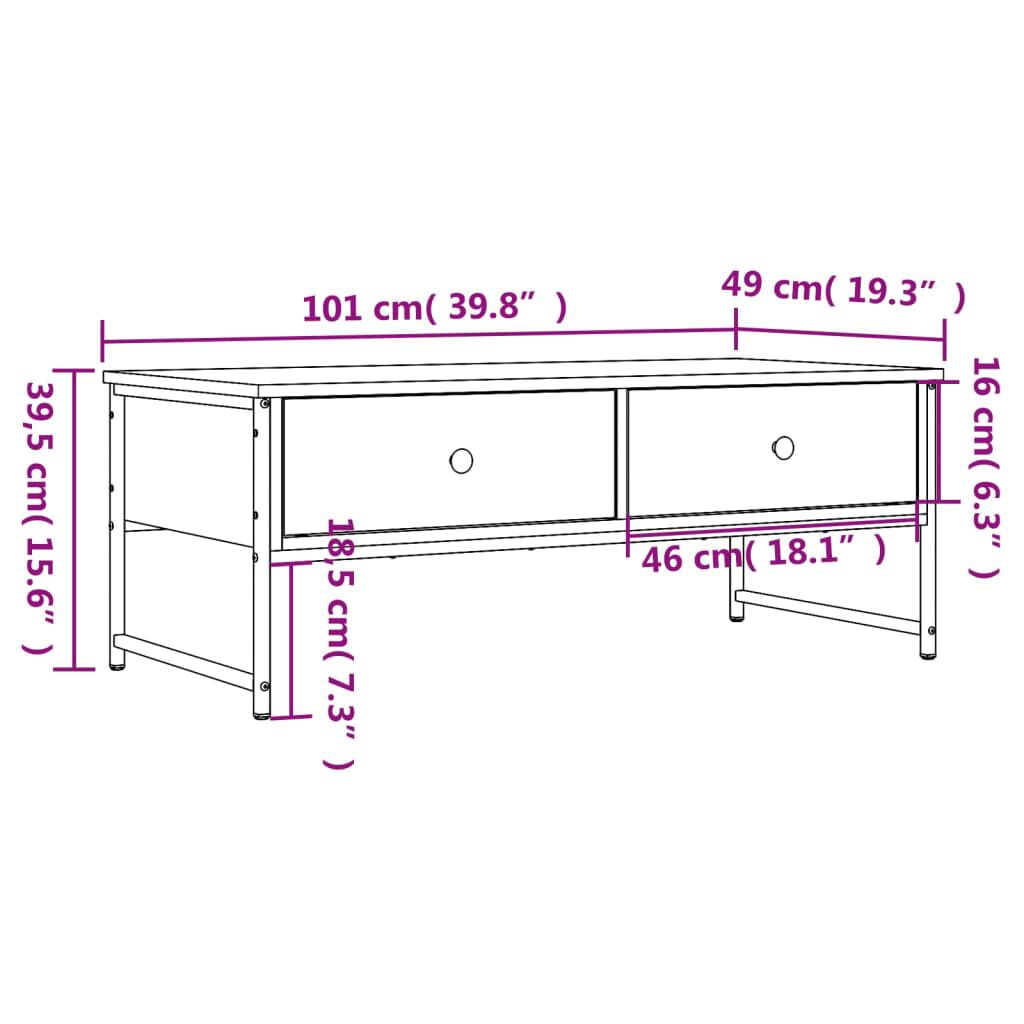vidaXL Τραπεζάκι Σαλονιού Sonoma Δρυς 101x49x39,5 εκ.