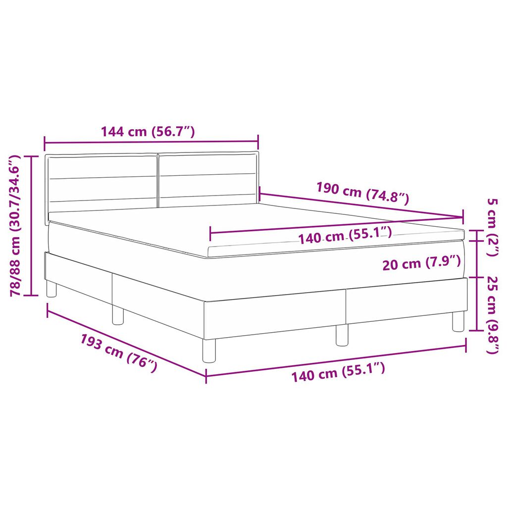 vidaXL Κρεβάτι με Σπαστό Στρώμα Μπεζ 140x190 εκ. Ύφασμα