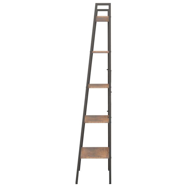 vidaXL Ραφιέρα 5 Επιπέδων Σκούρο Καφέ & Μαύρο 56 x 35 x 174 εκ.