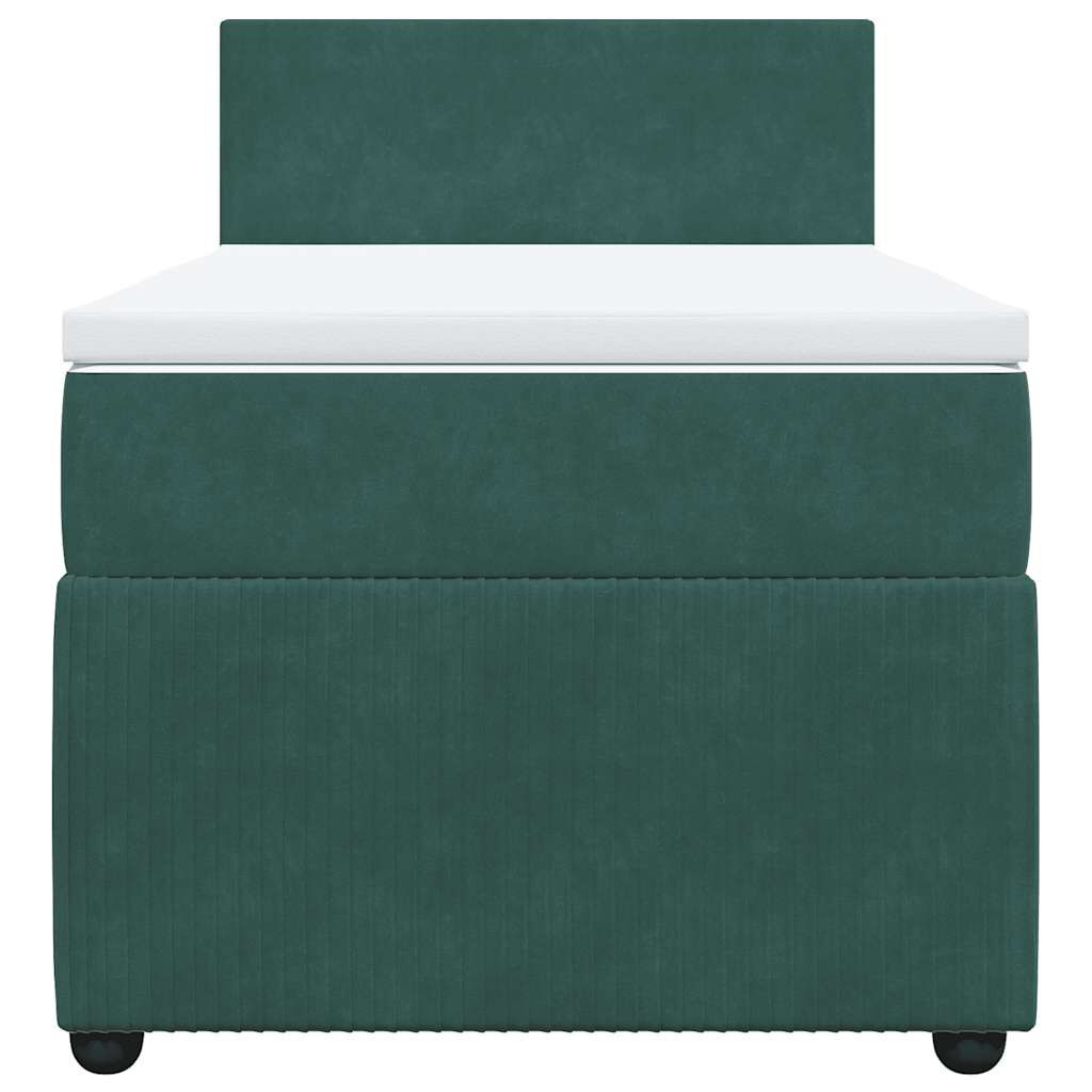 vidaXL Κρεβάτι Boxspring με Στρώμα Σκούρο Πράσινο 80x200 εκ. Βελούδινο
