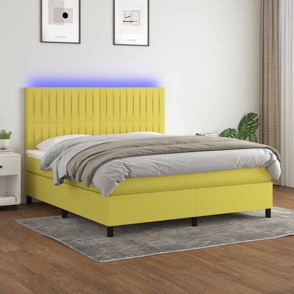 vidaXL &Kappa;&rho;&epsilon;&beta;ά&tau;&iota; Boxspring &mu;&epsilon; &Sigma;&tau;&rho;ώ&mu;&alpha; & LED &Pi;&rho;ά&sigma;&iota;&nu;&omicron; 160x200 &epsilon;&kappa; &Upsilon;&phi;&alpha;&sigma;&mu;ά&tau;&iota;&nu;&omicron;