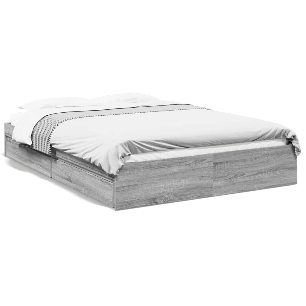 vidaXL Πλαίσιο Κρεβατιού με συρτάρια Γκρι sonoma 160x200εκ. Επεξ. Ξύλο
