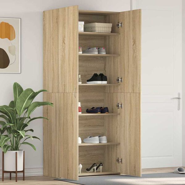 vidaXL Ντουλάπα Παπουτσιών Καφέ 80 x 35.5 x 180 εκ Επεξεργασμένο ξύλο