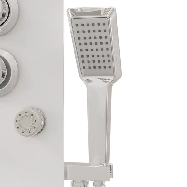 vidaXL Στήλη Ντους Υδρομασάζ Λευκή 25 x 47,5 x 130 εκ. από Γυαλί