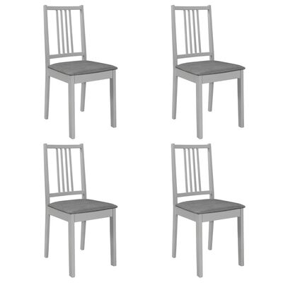 vidaXL Καρέκλες Τραπεζαρίας με Μαξιλάρια 4 τεμ. Γκρι από Μασίφ Ξύλο