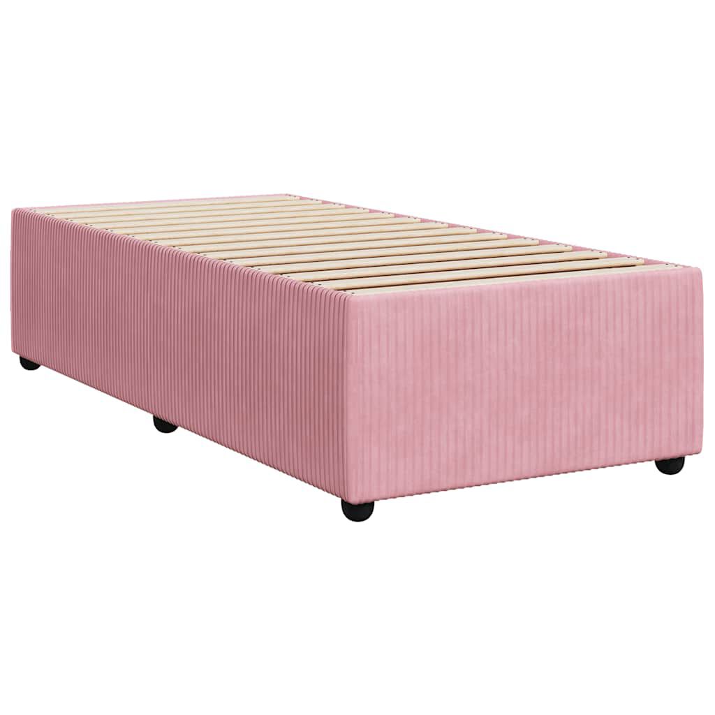 vidaXL Κρεβάτι Boxspring με Στρώμα Ροζ 80 x 200 εκ. Βελούδινο
