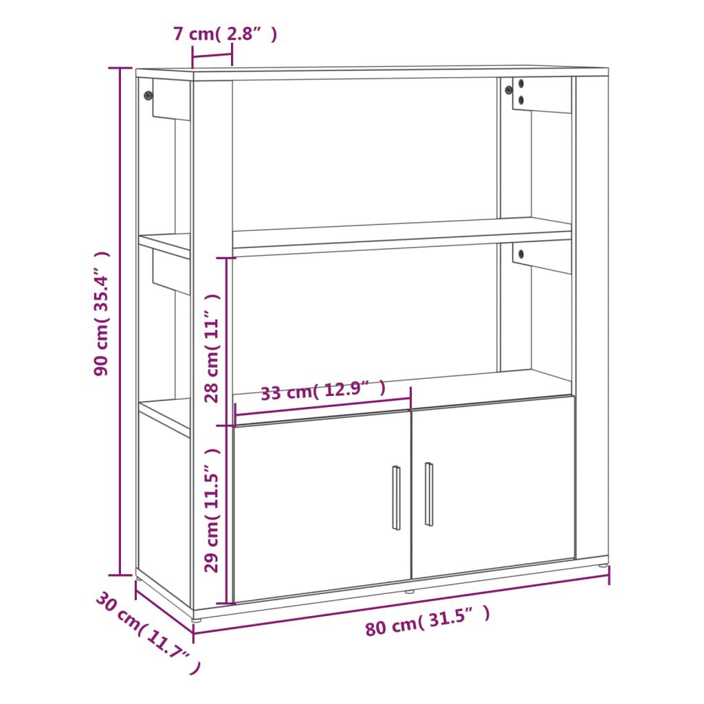 vidaXL Ντουλάπι Μαύρο 80 x 30 x 90 εκ. από Επεξεργασμένο Ξύλο