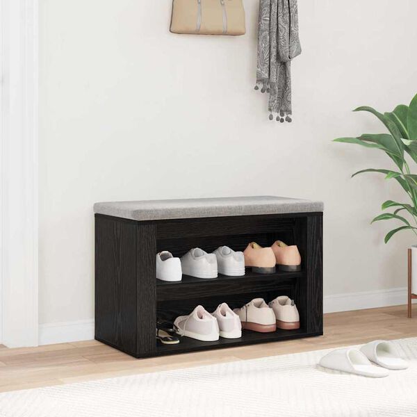 vidaXL Ράφι Παπουτσιών Μαύρη δρυς 75 x 35 x 45 εκ. Επεξεργασμένο ξύλο