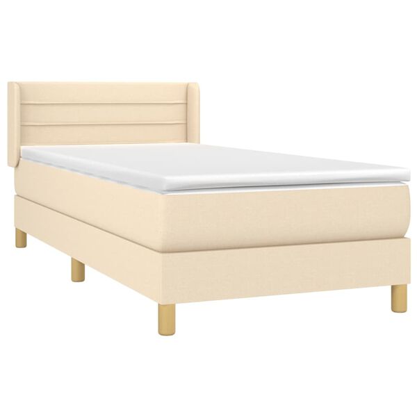 vidaXL Κρεβάτι Boxspring με Στρώμα Κρεμ 90x190 εκ.Υφασμάτινο