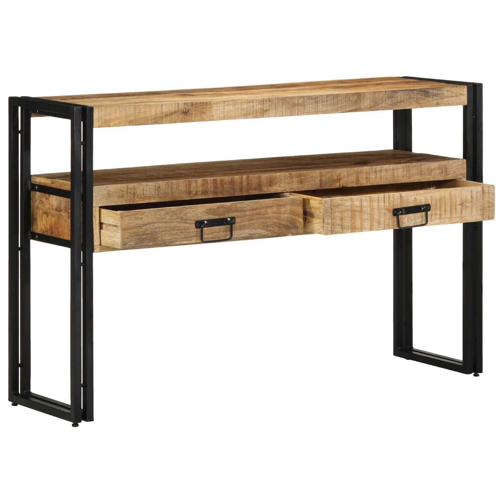 vidaXL Τραπέζια στο κομοδίνο Μαύρο 120x33x75 εκ Μασίφ ξύλο μάνγκο και μέταλλο