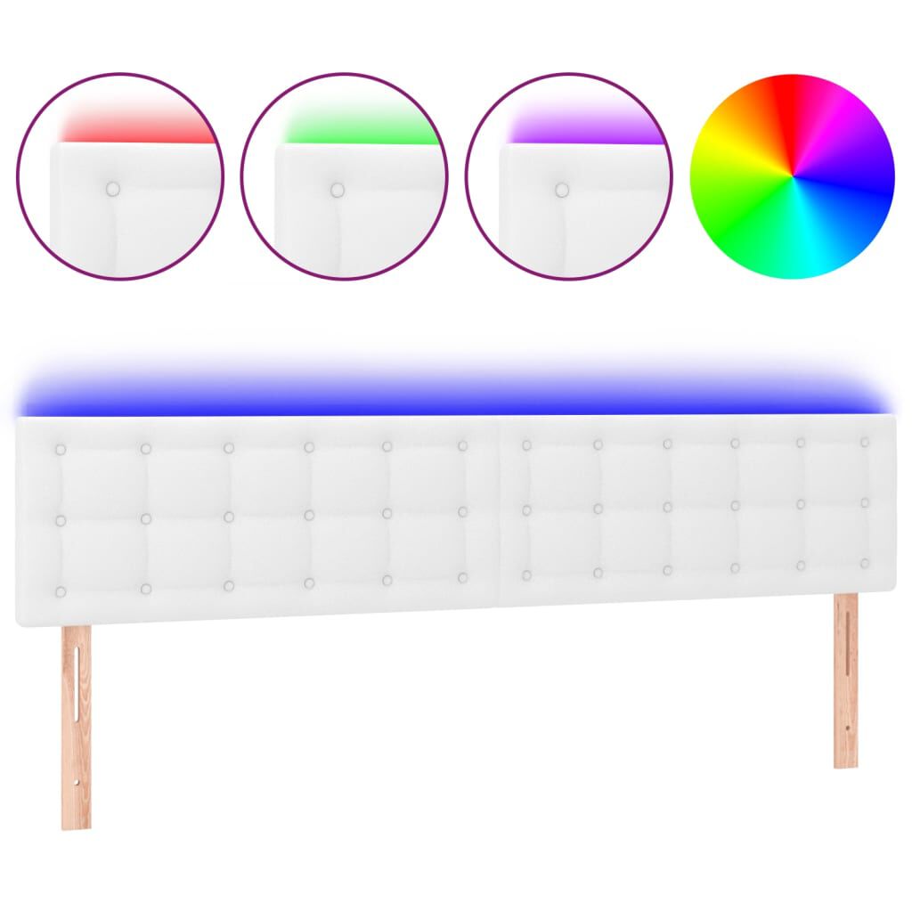 vidaXL Κεφαλάρι Κρεβατιού LED Λευκό 160x5x78/88 εκ. Συνθετ. Δέρμα