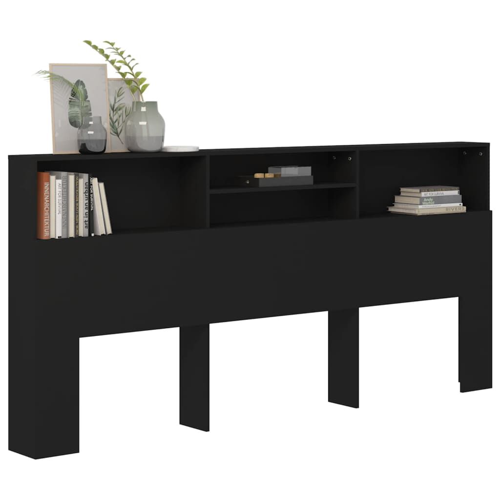 vidaXL Κεφαλάρι Με Αποθηκευτικό Χώρο Μαύρο 220 x 19 x 103,5 εκ.