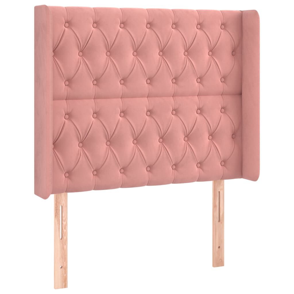 vidaXL Κρεβάτι Boxspring με Στρώμα & LED Ροζ 100x200 εκ. Βελούδινο