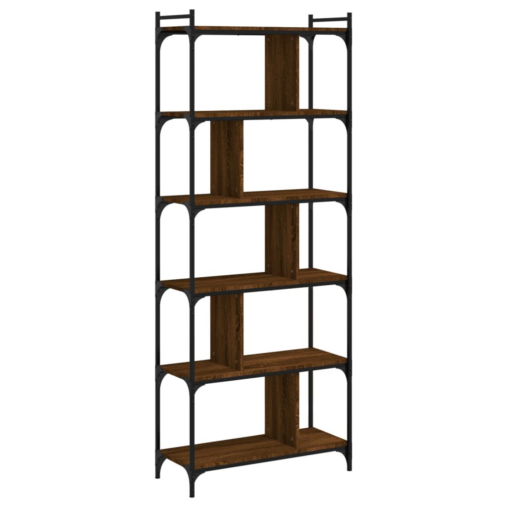 vidaXL Βιβλιοθήκη 6 Επιπέδων Καφέ Δρυς 76 x 32 x 192 εκ. Επεξ. Ξύλο
