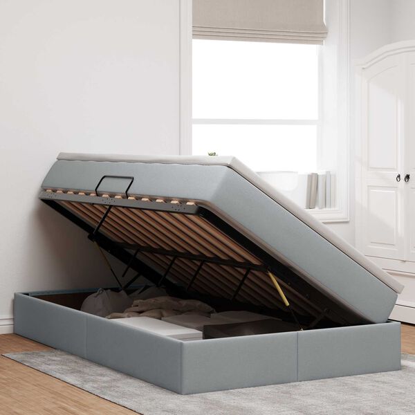 vidaXL Κρεβάτι με αποθηκευτικό χώρο και στρώμα με στρώμα Ανοιχτό γκρι