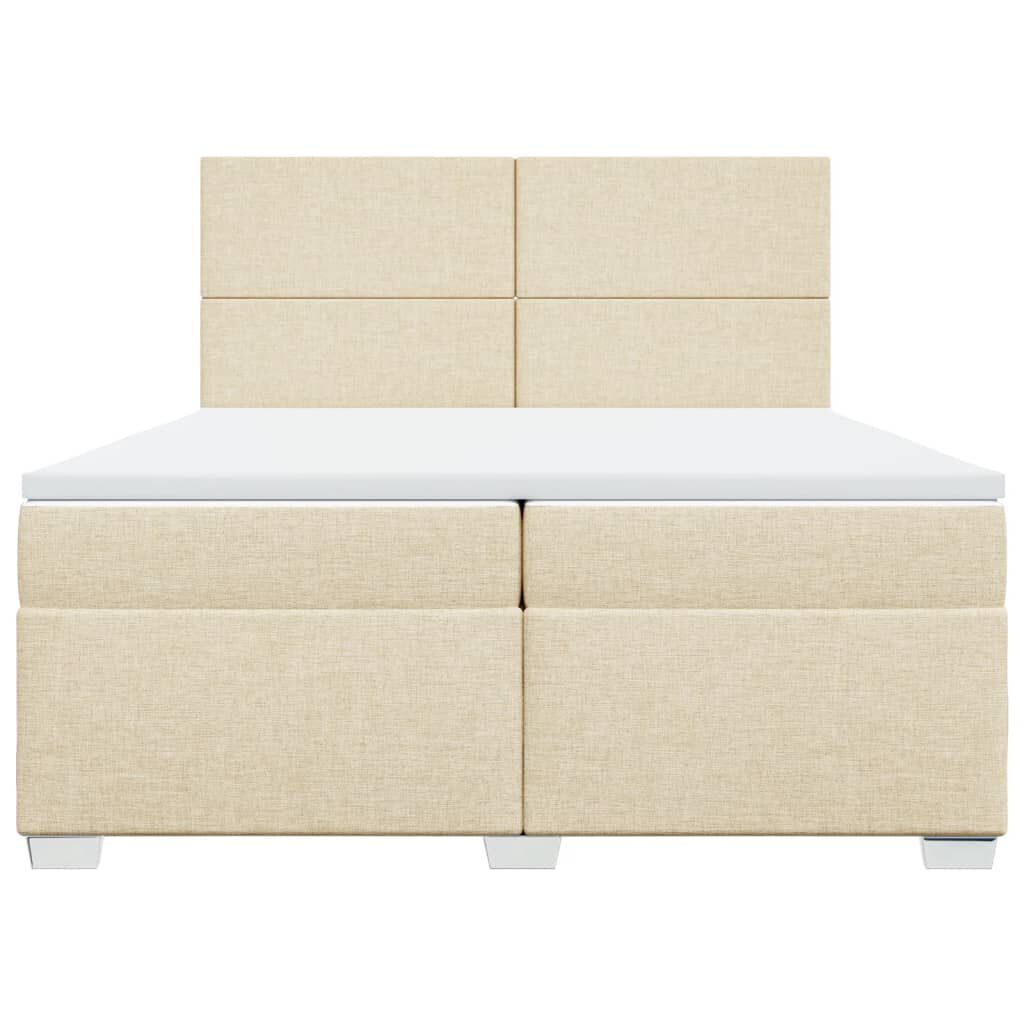 vidaXL Κρεβάτι Boxspring με Στρώμα Κρεμ 200x200 εκ. Υφασμάτινο